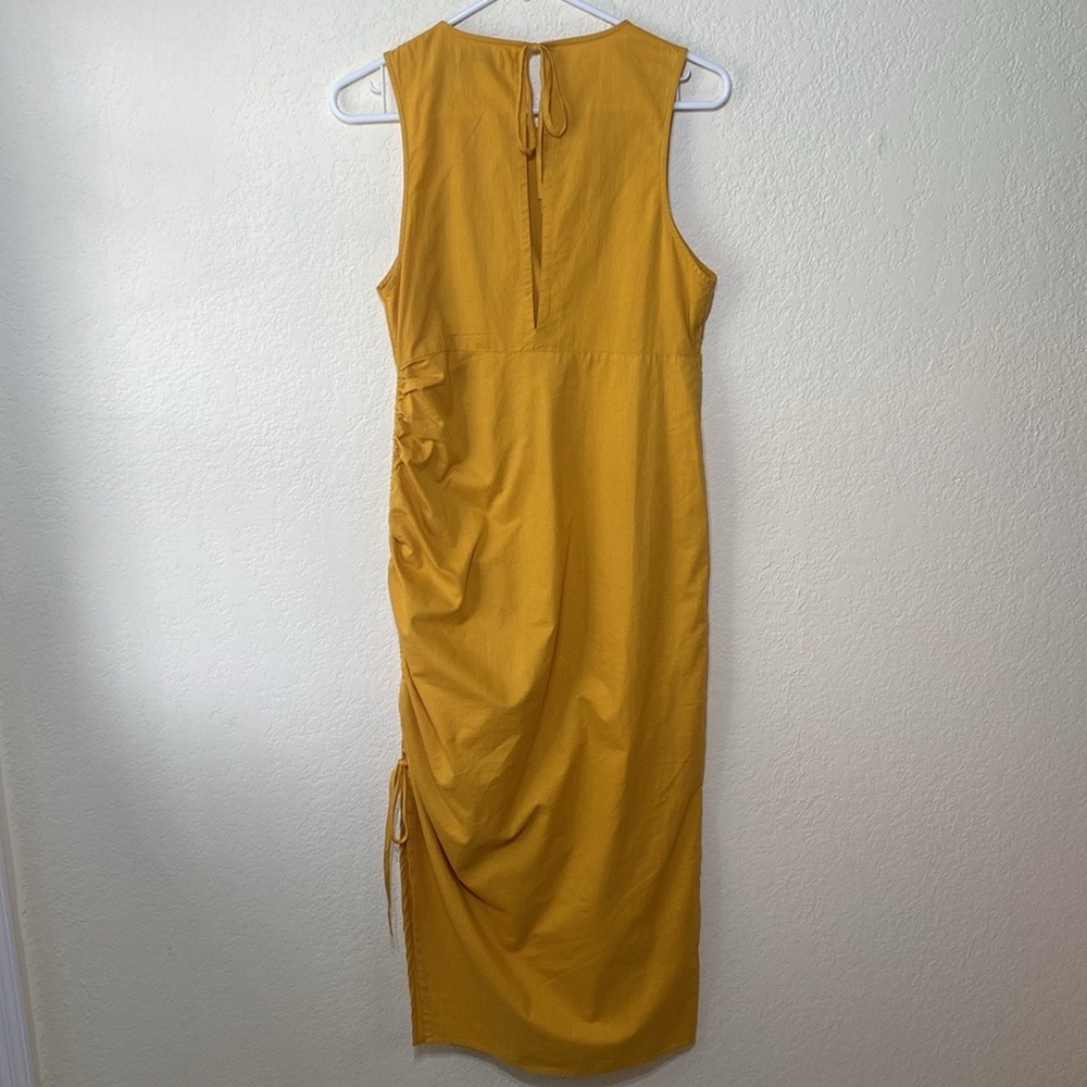 Urban‎ Outfitters Yellow Cotton Jackie Cinched Sleeveless Midi Dress Size Medium - Picture 7 of 12